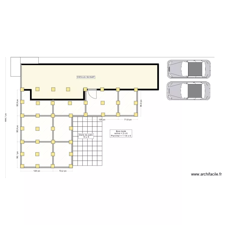 VR terrain 3. Plan de 9  et 75 m²