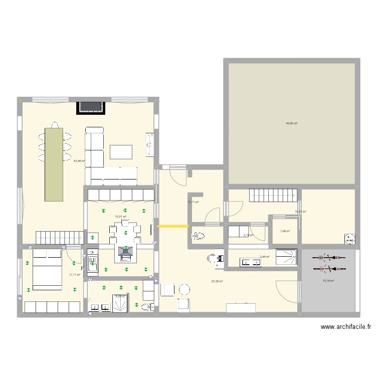 extension Vignette. Plan de 3 pièces et 34 m2