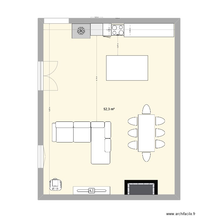 maison Langé 1er ébauche. Plan de 1 pièce et 52 m2