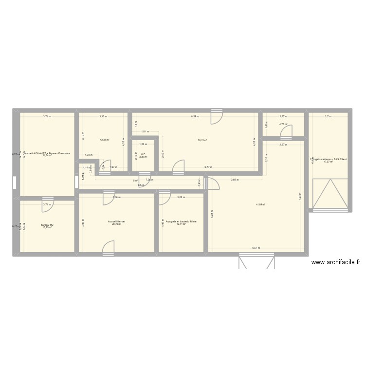 Boissière V0. Plan de 13 pièces et 187 m2