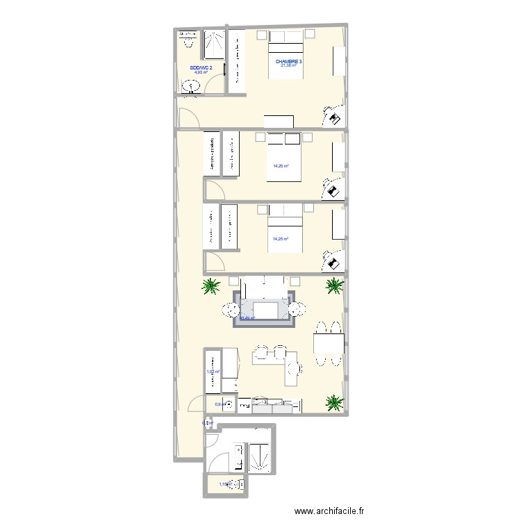 Imhaus V11. Plan de 9 pièces et 103 m2