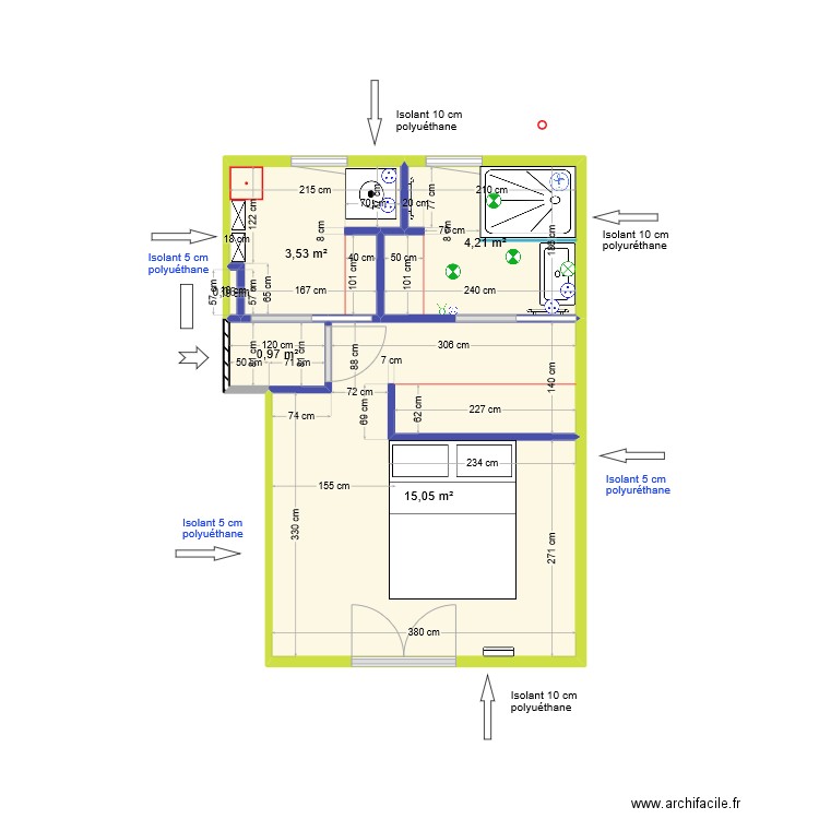 Chambre v10 18 Fev 2024. Plan de 5 pièces et 24 m2