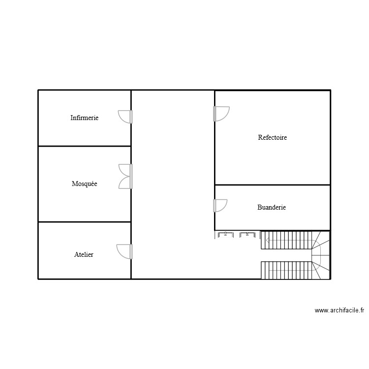 usine. Plan de 5 pièces et 23 m2