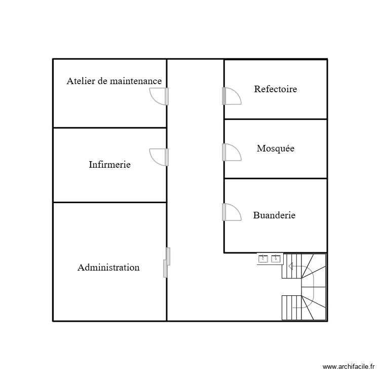 usine. Plan de 6 pièces et 18 m²