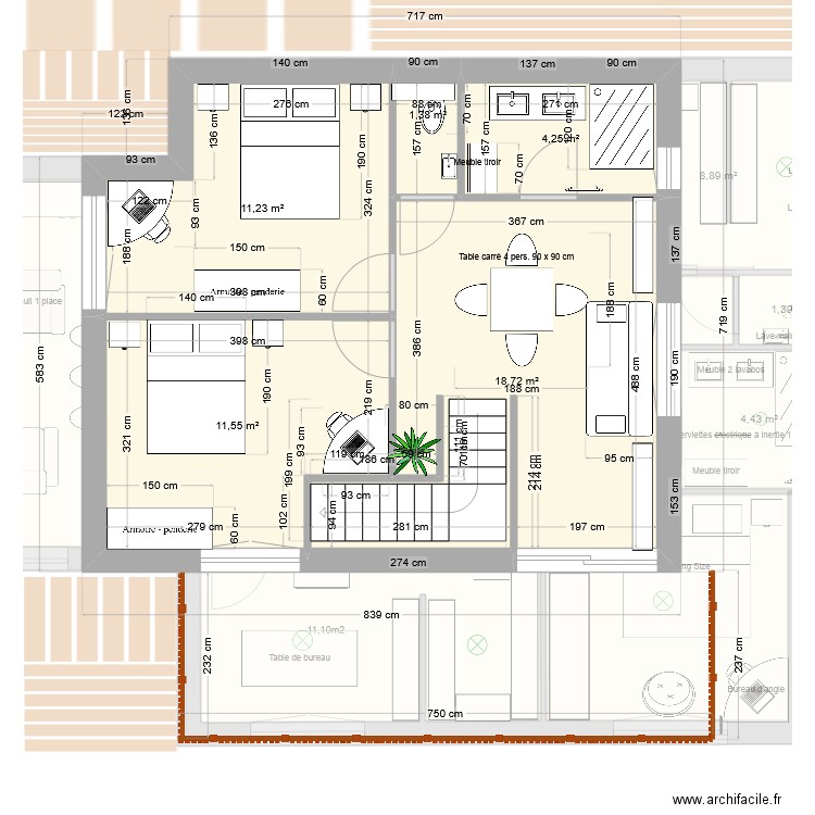 plan Kim  avec meubles2. Plan de 0 pièce et 0 m2