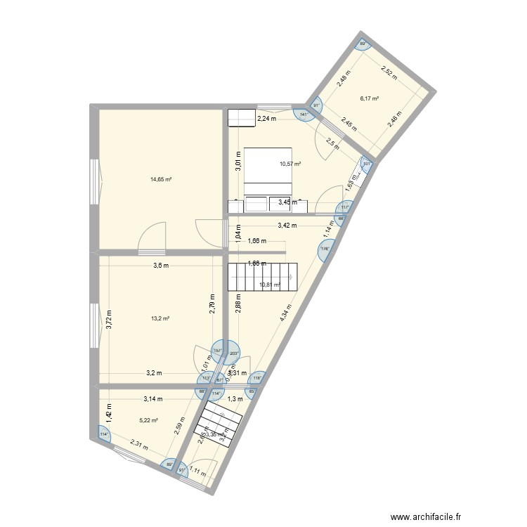 Ladime0. Plan de 7 pièces et 64 m2