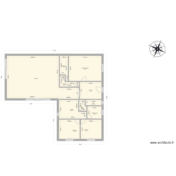 Plan maison RDC. Plan de 11 pièces et 168 m2