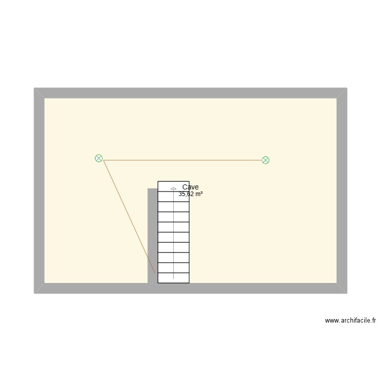 Cave. Plan de 1 pièce et 36 m2