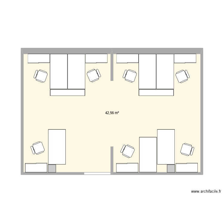 Bureau 1. Plan de 1 pièce et 43 m2