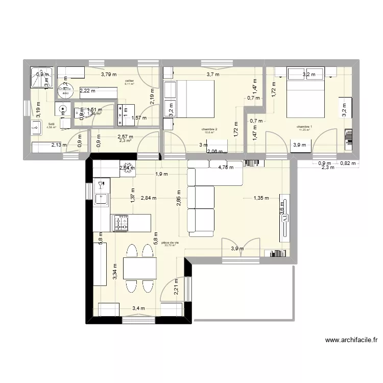 11 11 25 2ch 70m2. Plan de 
