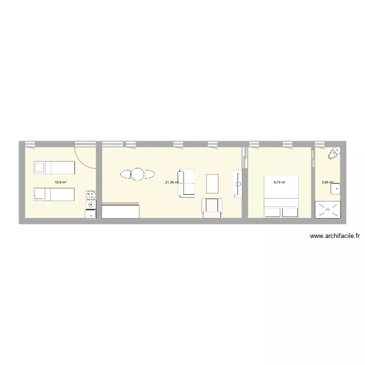 Version chambre d'Hote. Plan de 4  et 46 m²