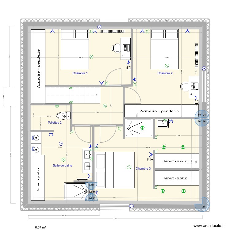 2e &eacute;tage d&eacute;finitif &eacute;lectricit&eacute;. Plan de 0 pièce et 0 m2