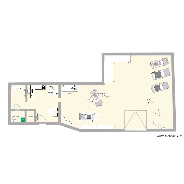 garage rousset. Plan de 3 pièces et 101 m2