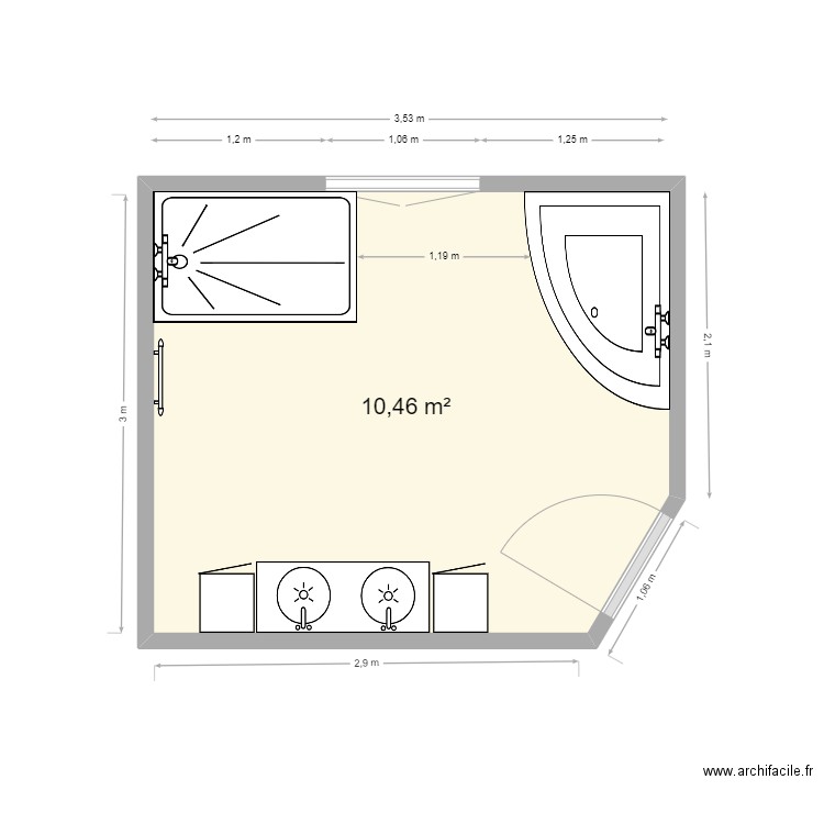 RICHARD. Plan de 1 pièce et 10 m2