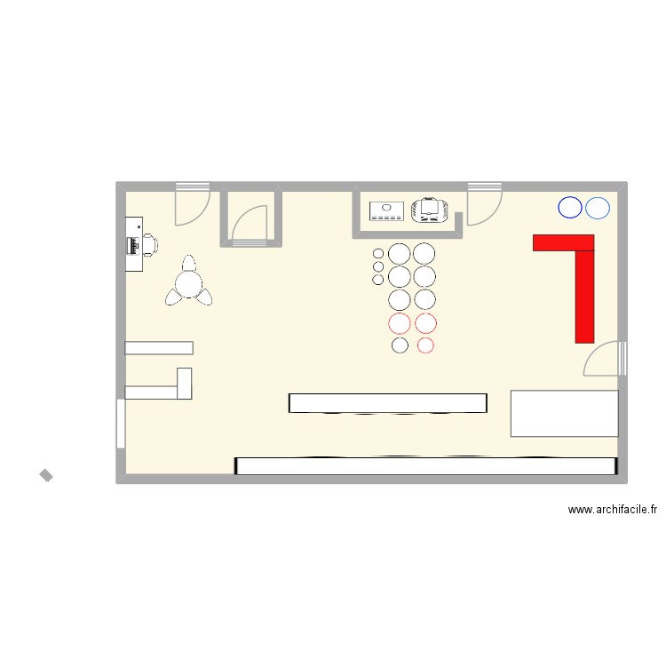Brasserie La Superbe. Plan de 2 pièces et 74 m2
