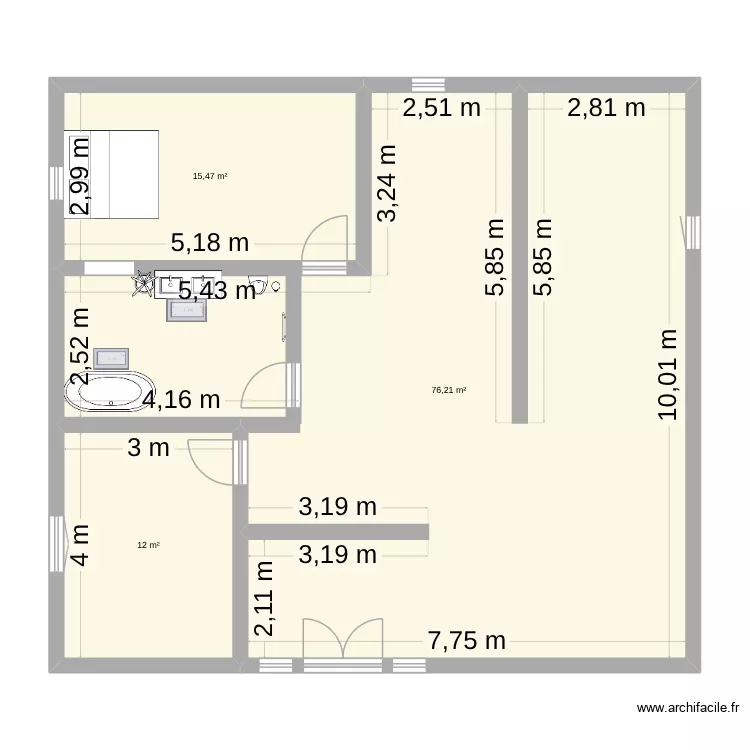 maison 1. Plan de 3  et 104 m²