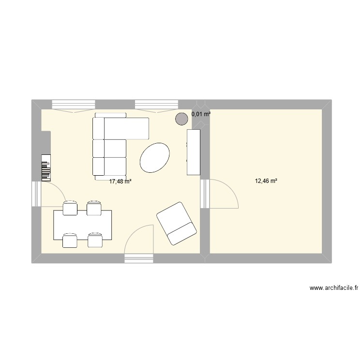 Commerce. Plan de 3 pièces et 30 m2