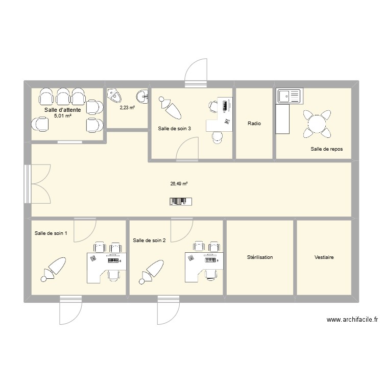 cabinte. Plan de 10 pièces et 83 m2
