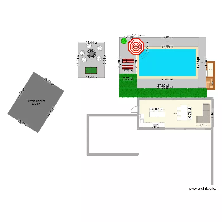 Gazebo piscine. Plan de 2 et 37 m² Gazebo piscine. Plan de 2 et 37 m²