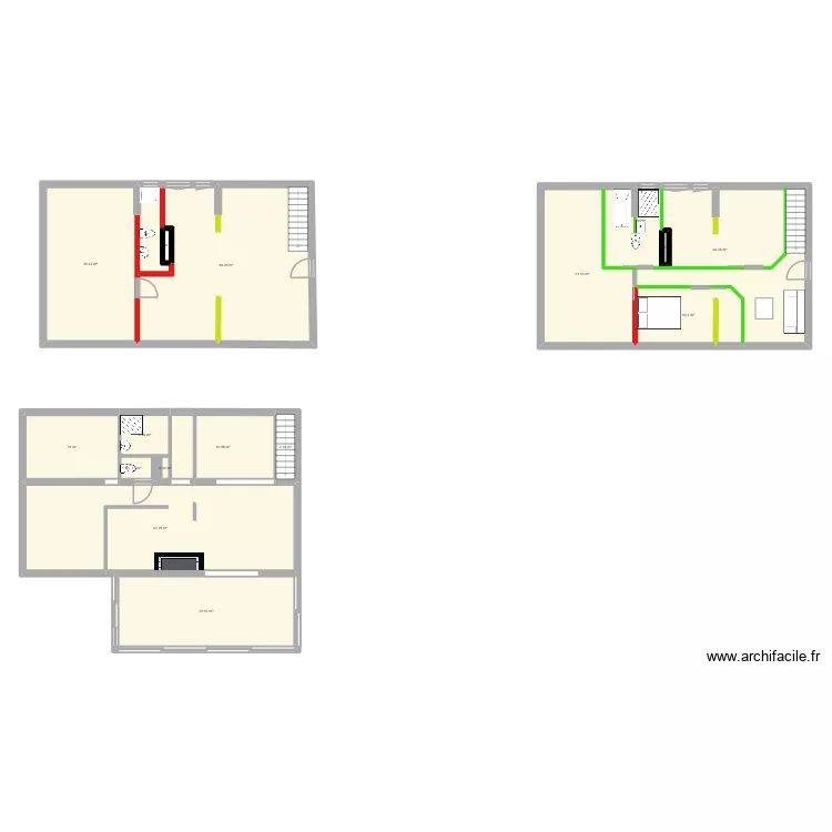 etage. Plan de 15  et 239 m²