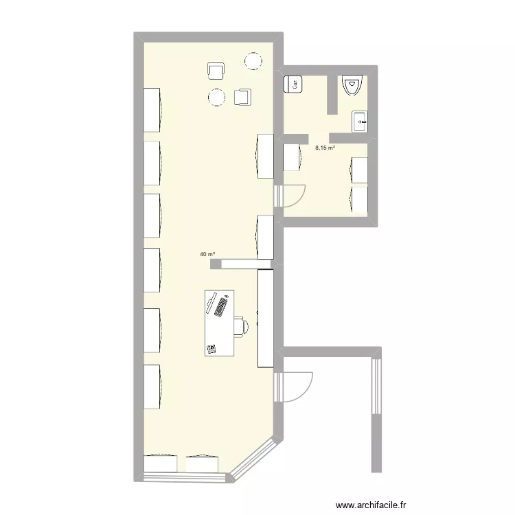 Local commercial 2. Plan de 2  et 48 m²
