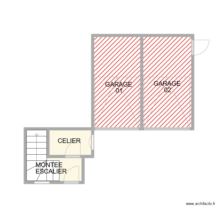 RDC APPART ETAGE. Plan de 4 pièces et 18 m2