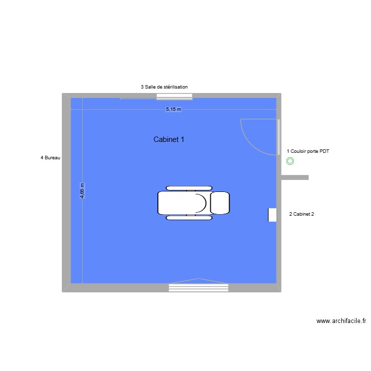 20010 Cabinet 1. Plan de 1 pièce et 24 m2