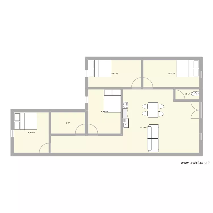 Maison T5 L. Plan de 7  et 85 m²