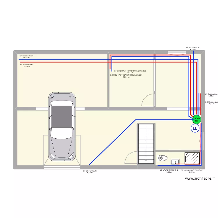 TASSIN Plomberie sous sol. Plan de 6  et 85 m²