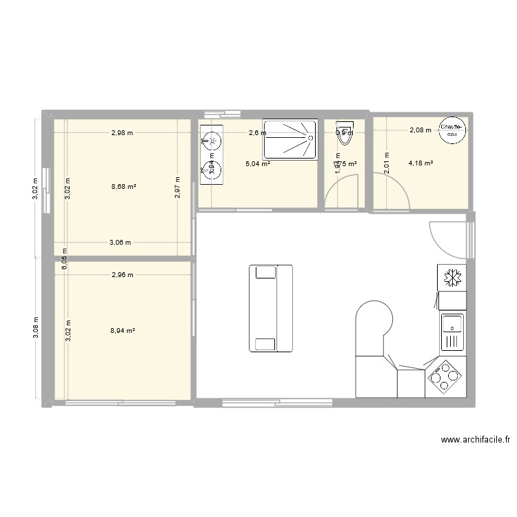 plan 1. Plan de 5 pièces et 29 m2