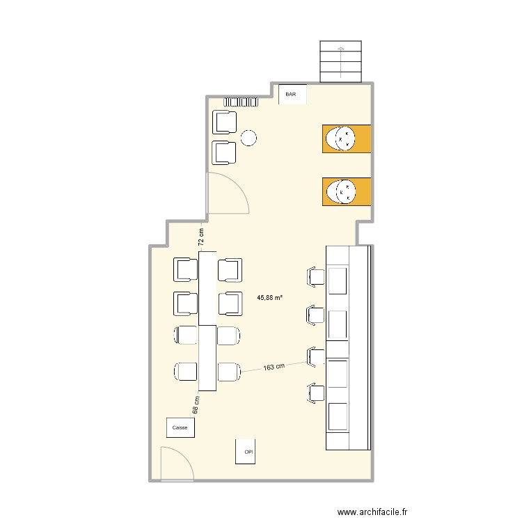 Grancy . Plan de 1 pièce et 46 m2