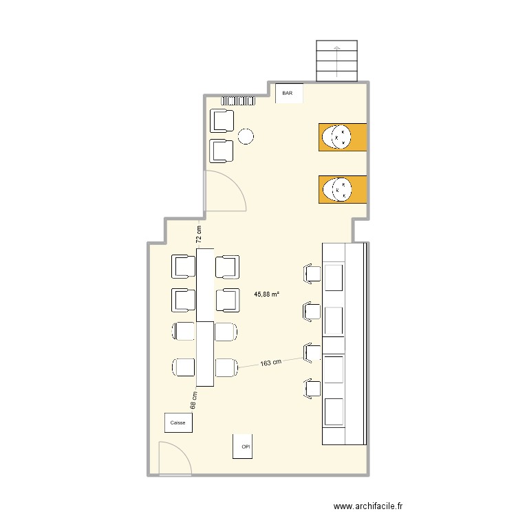 Grancy . Plan de 2 pièces et 45 m2