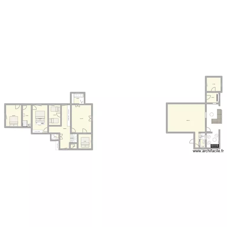 etage chambre. Plan de 13 Pièces et 163 m²