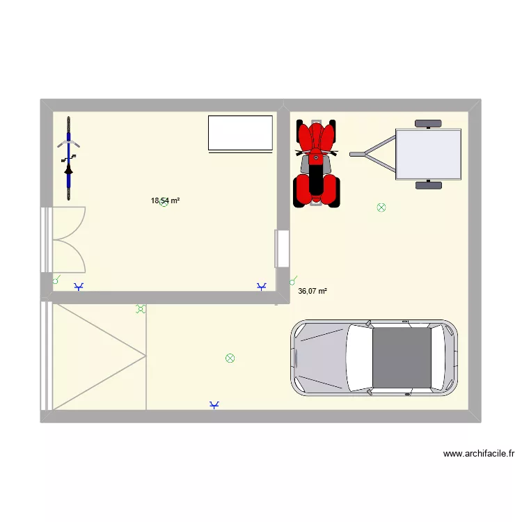 djama. Plan de 2  et 55 m²