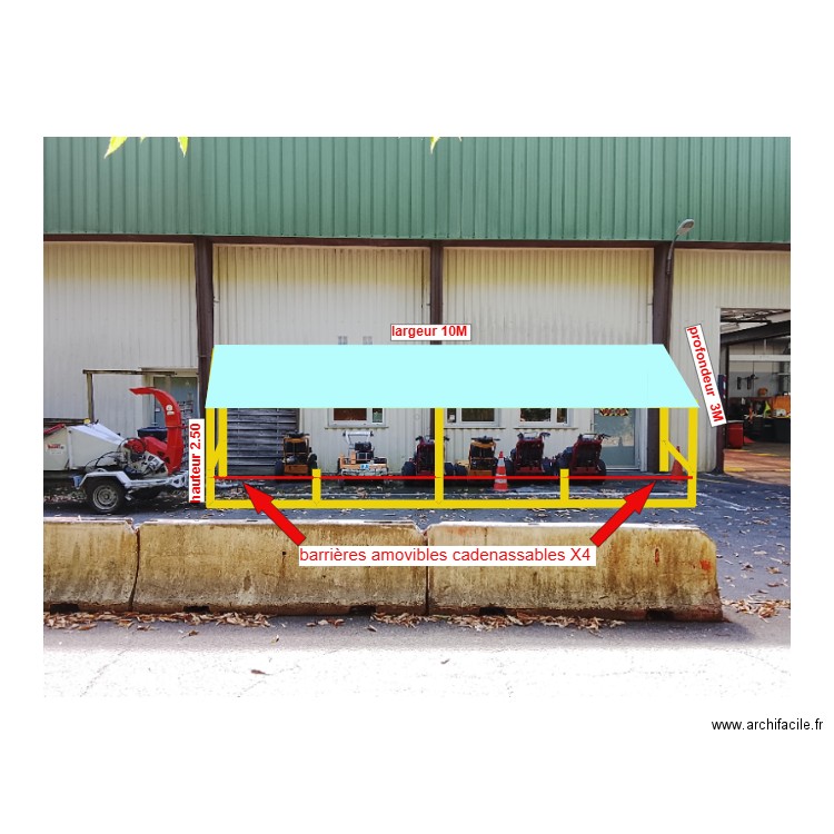 atelier motoc carport. Plan de 8 pièces et 33 m2