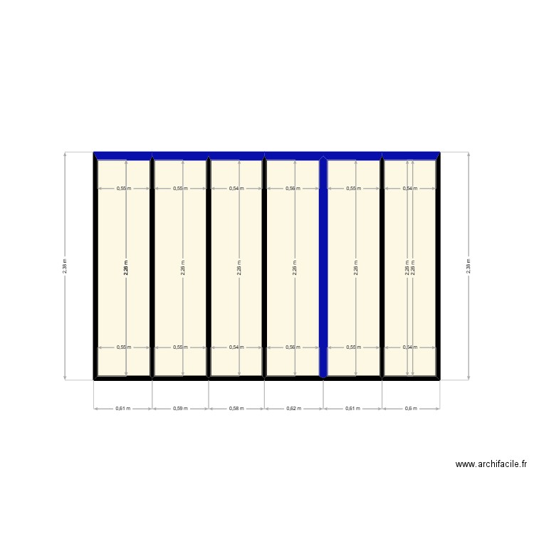 Abris de jardin face nord. Plan de 6 pièces et 7 m2