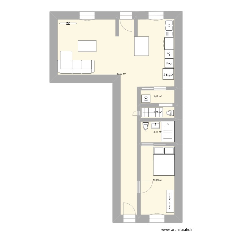 FLORENCE. Plan de 5 pièces et 57 m2