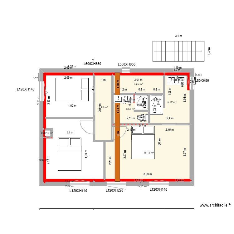 etage nouv plan 3. Plan de 11 pièces et 33 m2