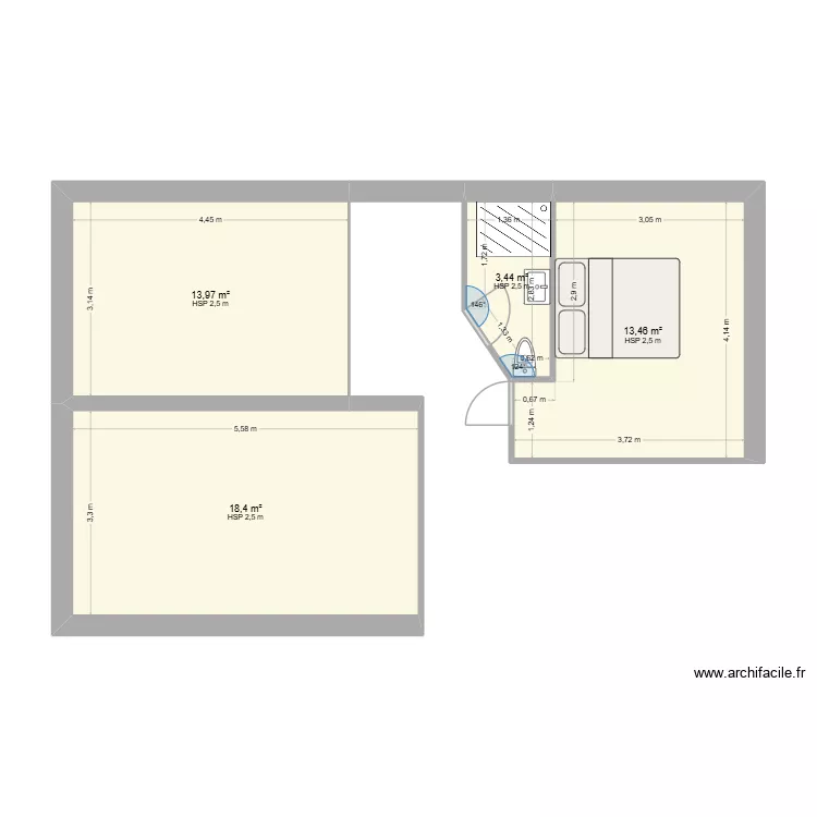 plan mais col. Plan de 4 Pièces et 49 m²