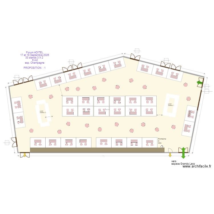 Forum ADITEL 17 et 18 Septembre 2026  espace champagne prop 1. Plan de 1 pièce et 584 m2