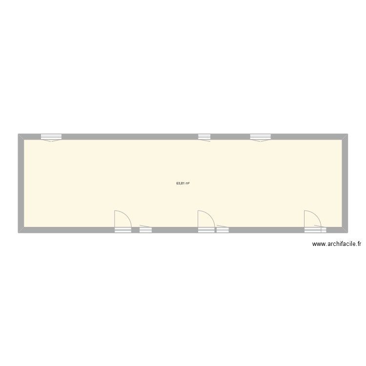 Projet 14 vide. Plan de 1 pièce et 64 m2