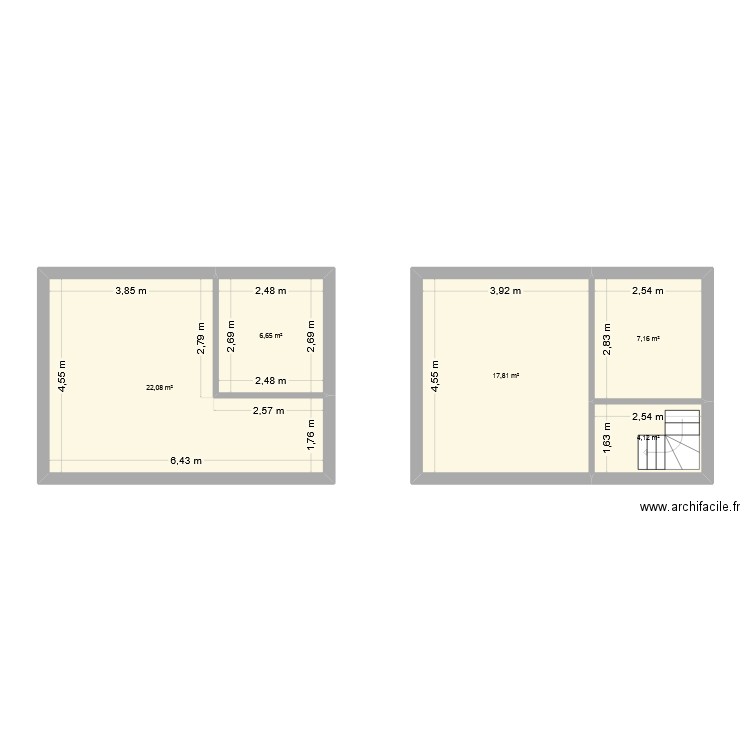 arrshut. Plan de 5 pièces et 58 m2