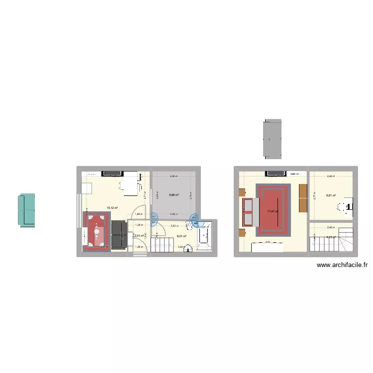 arrshut. Plan de 7 pièces et 59 m²