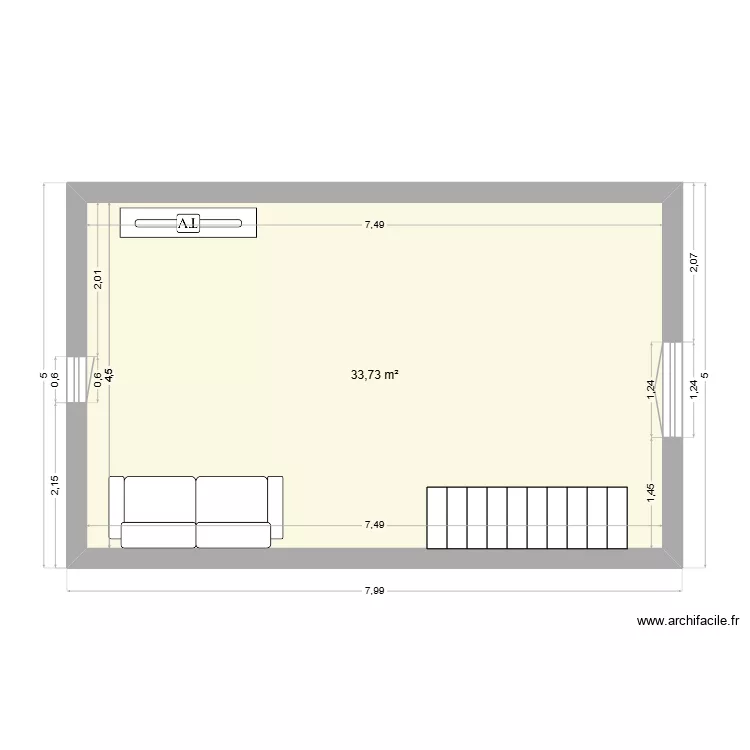 st paul. Plan de 1 pièce et 34 m²