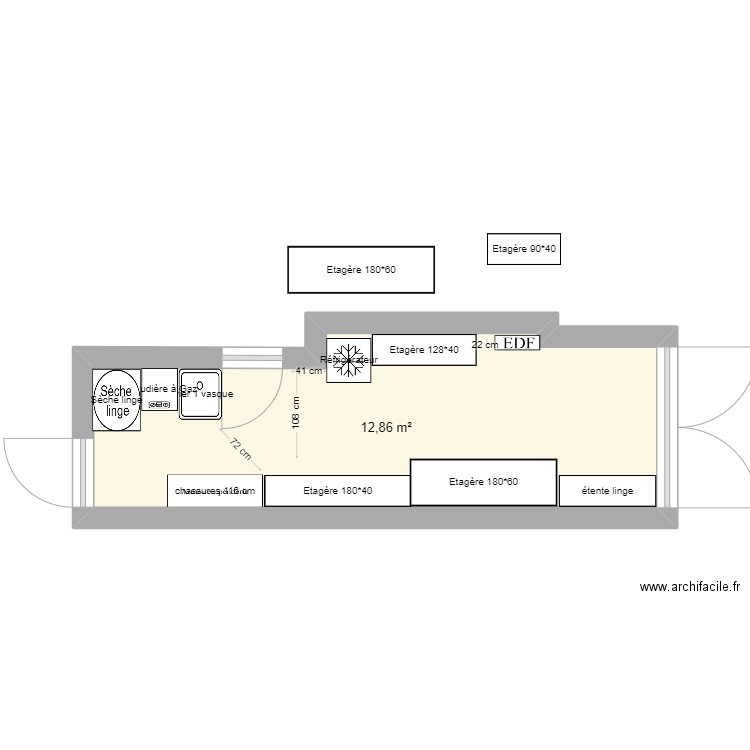 BEA GARAGE. Plan de 1 pièce et 13 m2