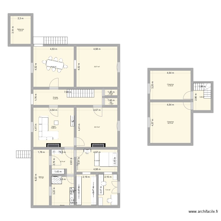 Maison St Hubert. Plan de 16 pièces et 198 m2