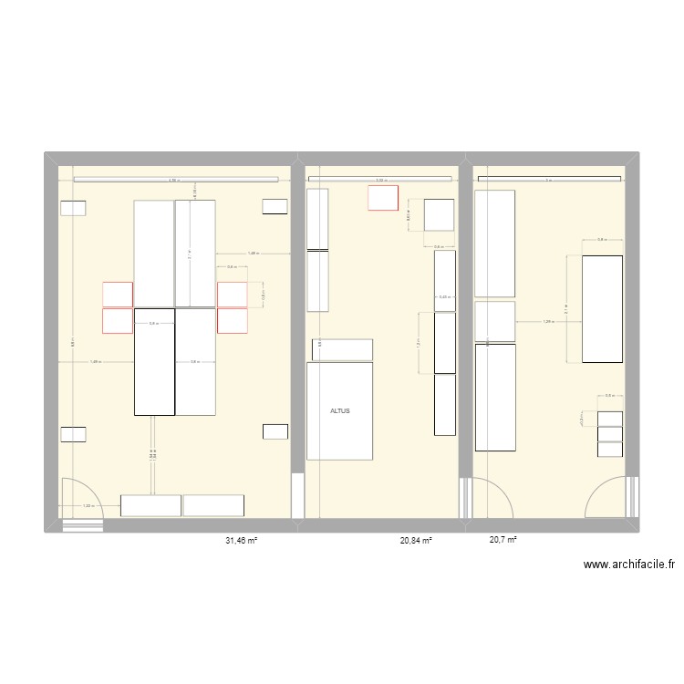 4eme. Plan de 3 pièces et 73 m2