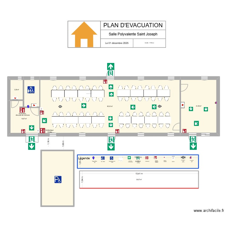 spol. Plan de 8 pièces et 208 m2