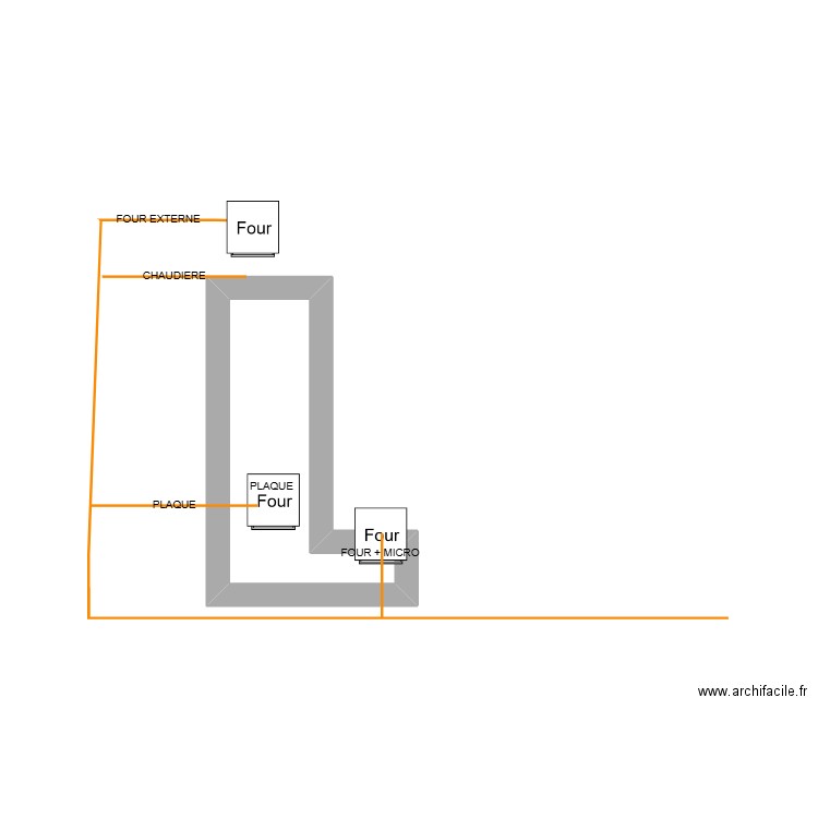 Cuisine. Plan de 1 pièce et 3 m2