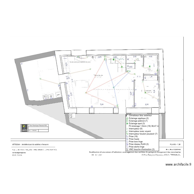 Plan Electrique Plassais RDC. Plan de 0 pièce et 0 m2